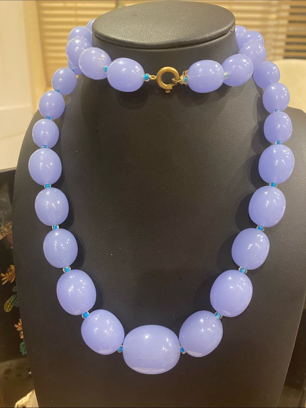 Vintage Lavender Bead Necklace with Turquoise Accents